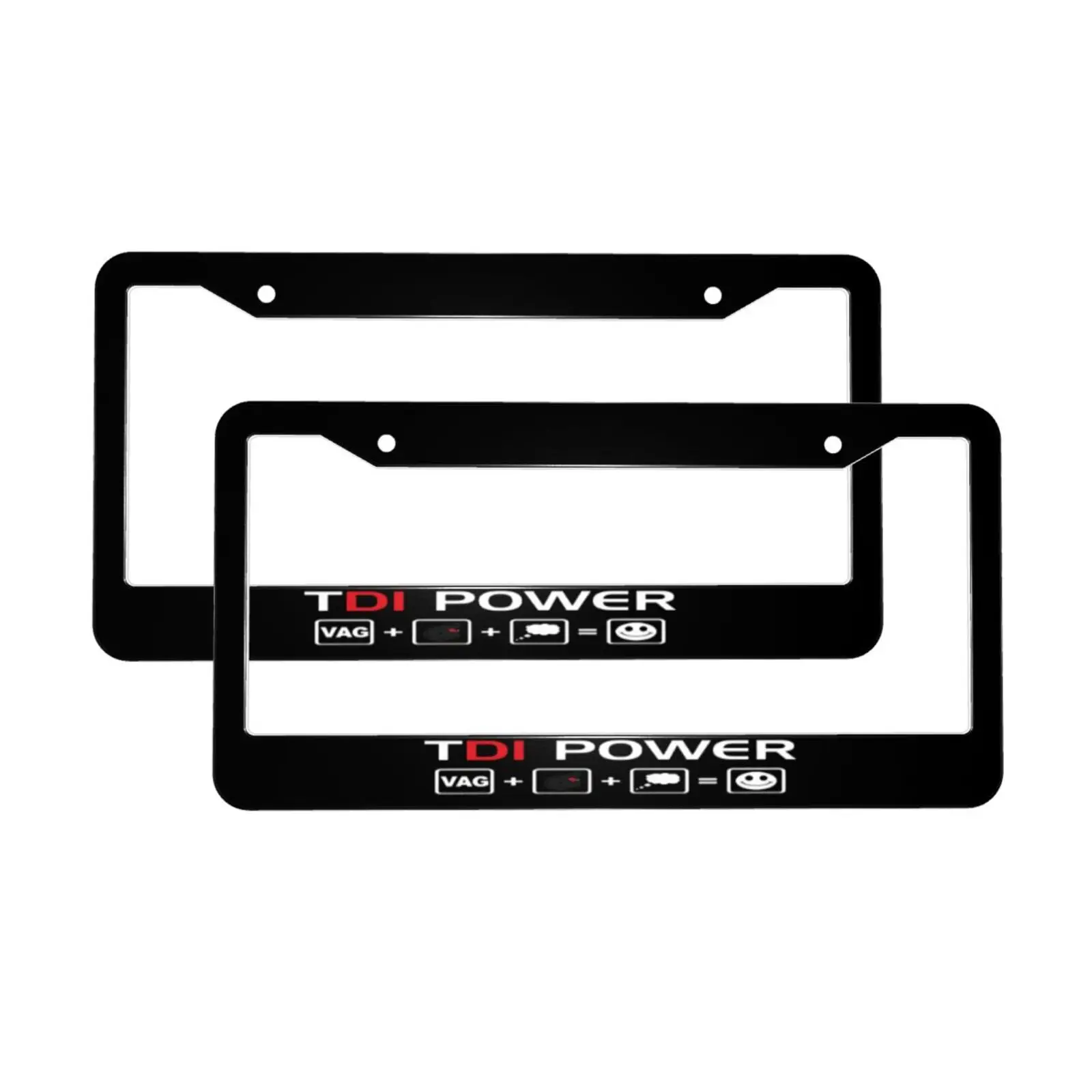 Tdi Power Vag + Turbocharger Fun Fan Aluminum Alloy License Plate Frame Standard Car Plate Bracket Photo Frame for Car Plates