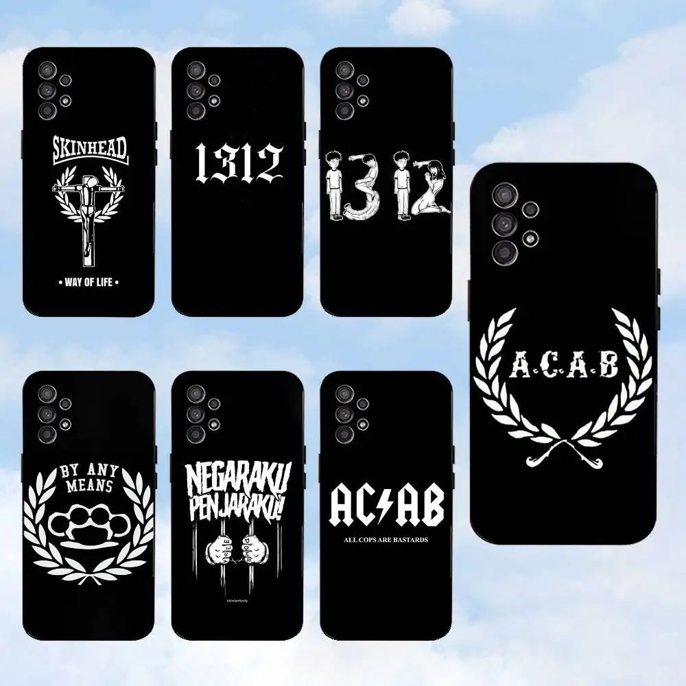 حافظة هاتف Acab Ultras لهاتف سامسونج S25، S24، S23، S22، S21، S20، S10، Ultra، Plus، Lite، FE، غطاء أسود من السيليكون الناعم
