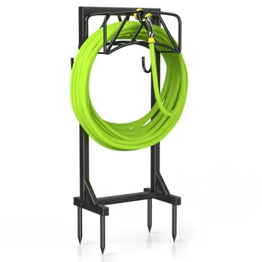 

Garden Hose Holder Stand Heavy Duty Freestanding Hose Holder Rack with 4 Spikes Holds 150 Feet Outdoor Water Hose Holder for Ya