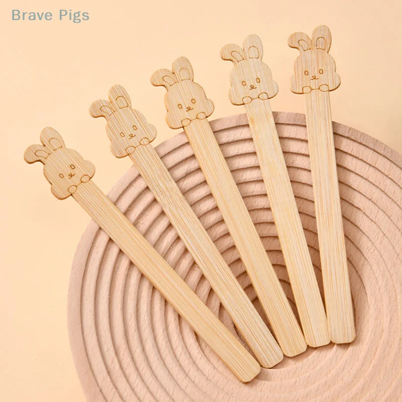 50pcs Natural Wooden Cartoon Ice Cream Popsicle Sticks Wood Stick Ice Cream Spoon Hand Art Ice Cream Ice Cube Lollipop Cake Tool