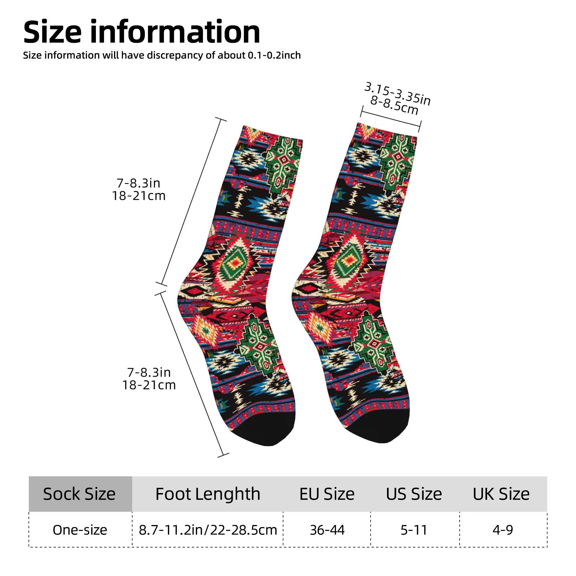 1pc Traditional Patchwork Pattern  Printed Men's Socks Novelty Hip Hop Harajuku Pattern Crew Sock Casual Gift