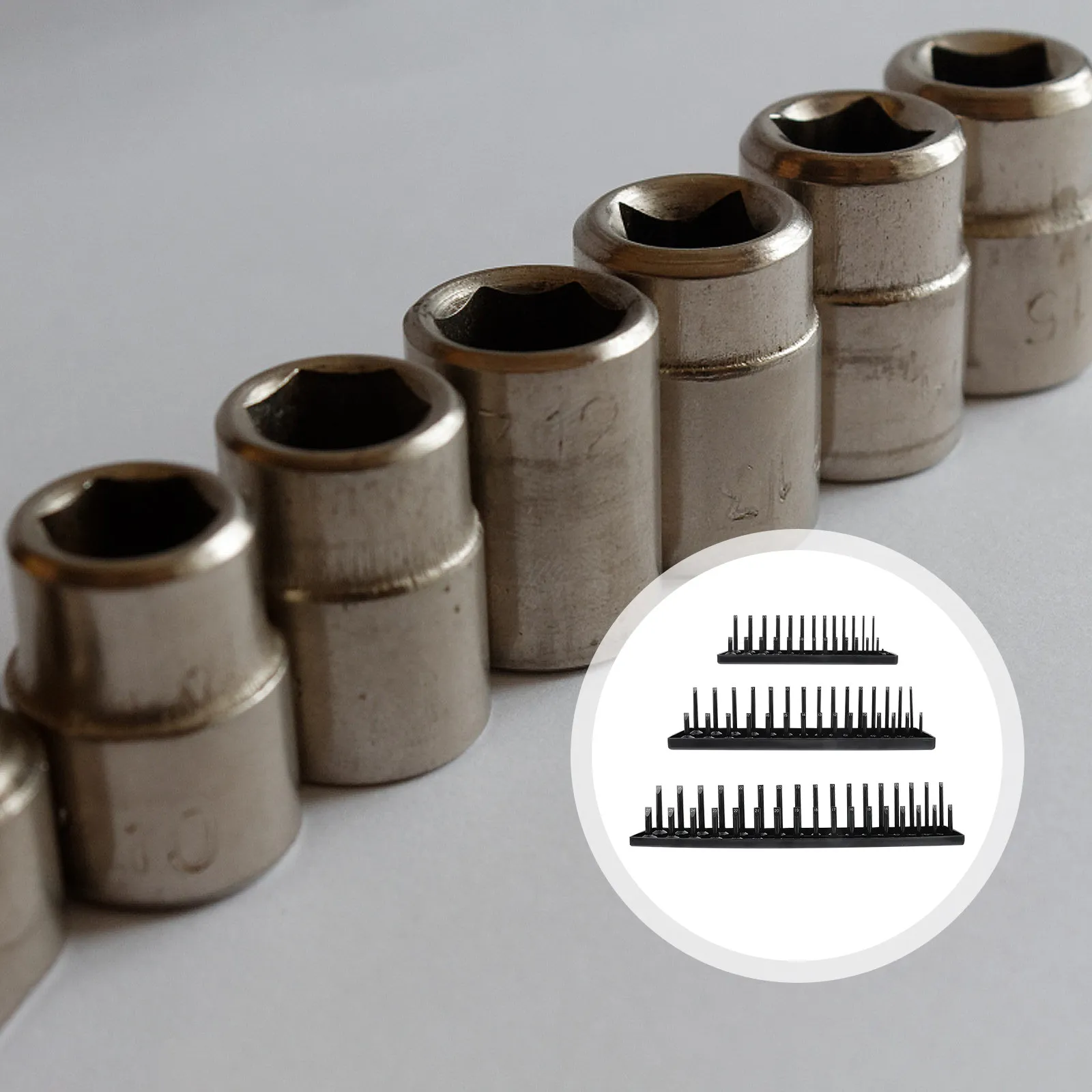 

Набор из 3-х органайзеров для торцевых ключей, сверхпрочный лоток для метрических головок, хранение для мастерской и гаража, лоток для глубоких головок