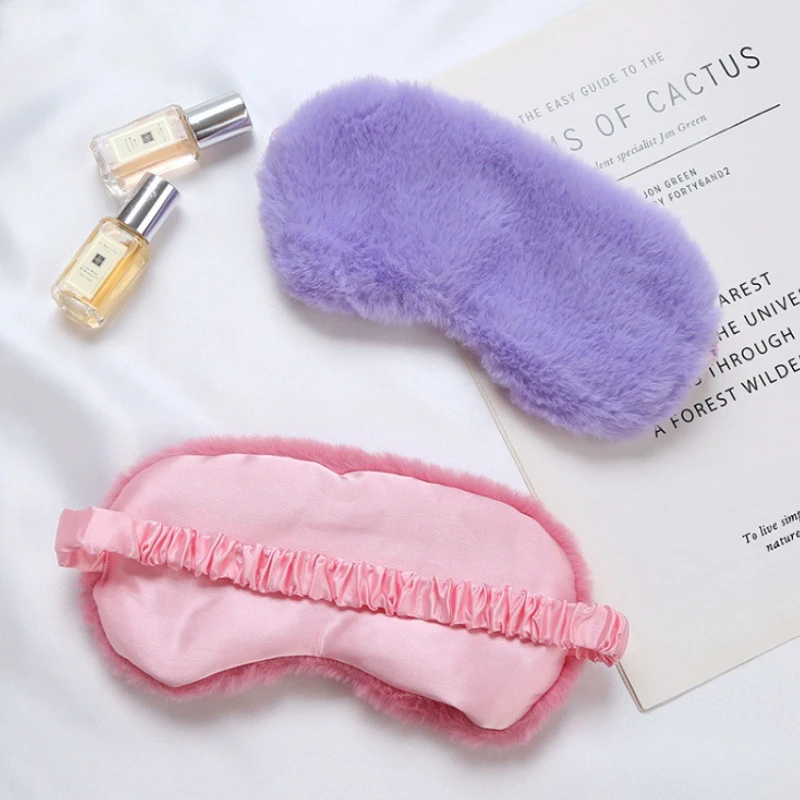 

Мягкая маска для глаз из искусственного шелка кроличьего меха, светонепроницаемая, удобная, дышащая, маска для сна, теплая маска для глаз, новые яркие цвета 2025