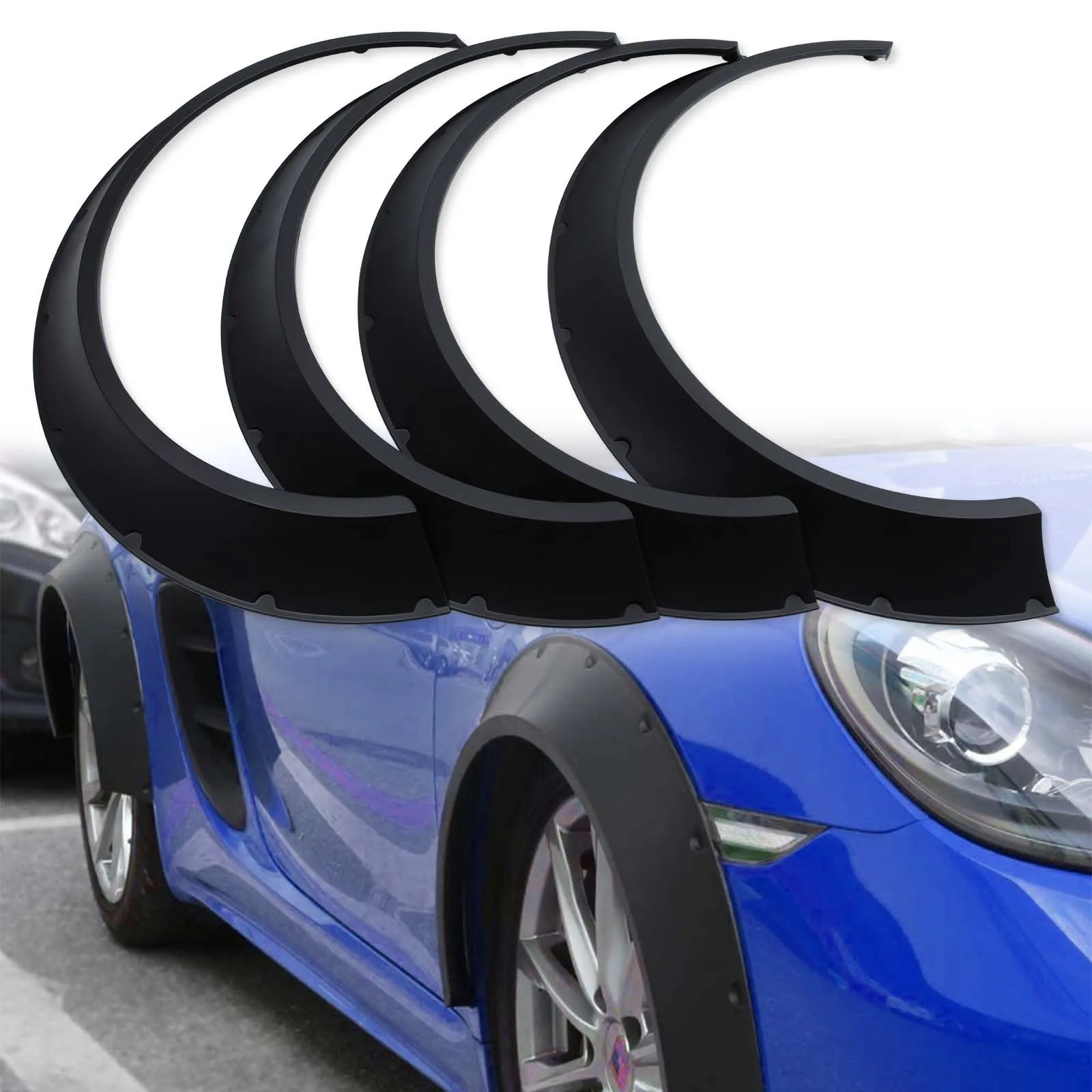 4Pcs/Set Universal Flexible Car SUV Off-road Fender Flare Wheel Arch Protector Widened Decorative Wheel Eyebrow Fender