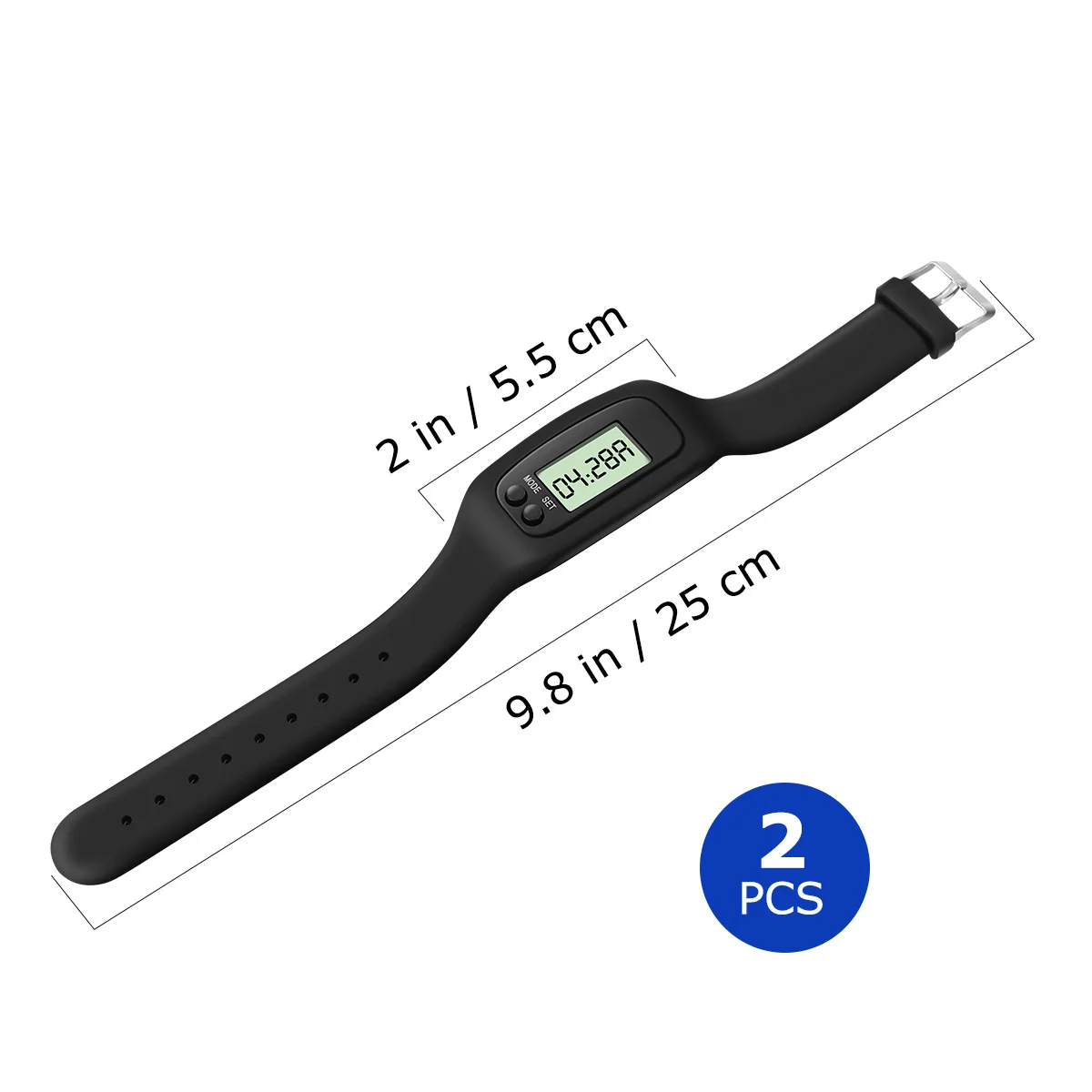 

2Pcs Electronic Pedometer Watch Digital Step Counter with Auto Sleep Low Consumption for Walking Running Distance
