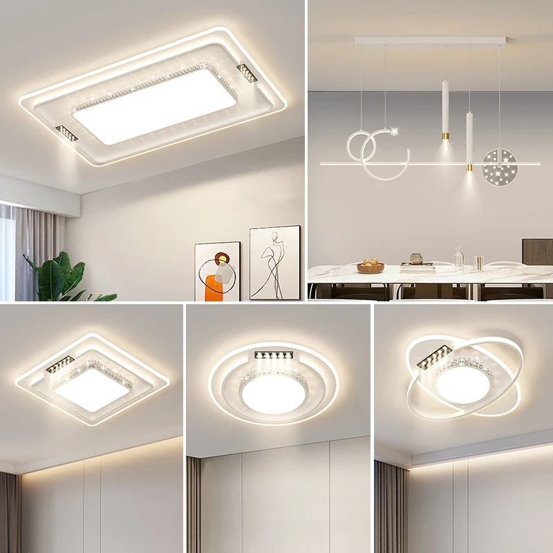 

Modern Led Ceiling Chandeliers For Living Room Dining Study Bedroom Ceiling Light Nordic Round Rectangle Square Chandelier Lamp