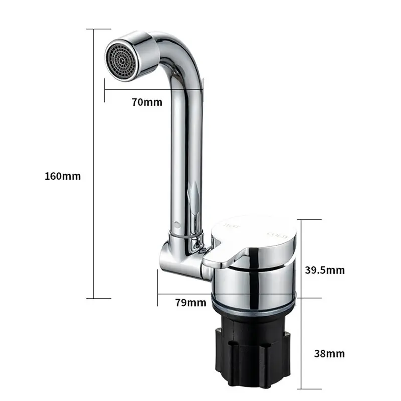 AT92-Stainless Steel For RV Sink Faucet Folding 360° Rotating Hot/Cold Water Faucet For RV Kitchen Bathroom Caravan view 6