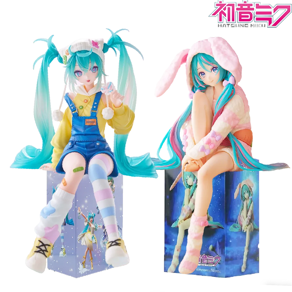 14cm moda hatsune miku anime figura coelho orelha pijamas pirulito hatsune miku figuras de ação kawaii menina coleção modelo brinquedos