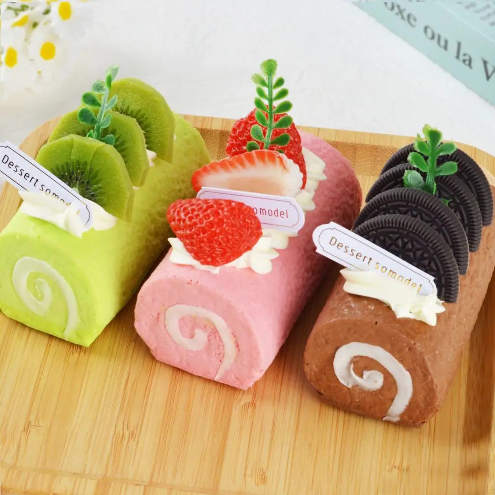 Creative Fruit Cake Roll Squeezed Toy Super Soft PU Swiss Roll Squishy Toy Hand Relax Funny Slow Rebound Fidget Toy