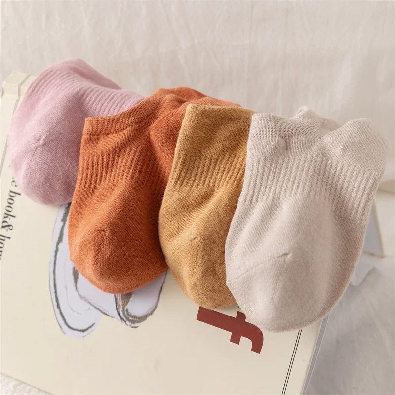 5 Pairs/Lot Women\'s Socks Cotton Summer New Solid Color Invisible Low Cut Socks Female Multipack Plain No Show Socks Anti-slip