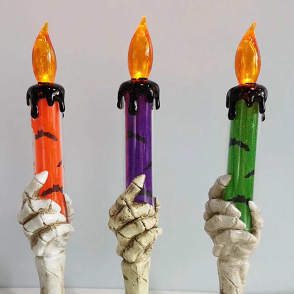 

3 Pcs LED Flash Light Halloween Electronic Candles Decorate Decoration Lamp