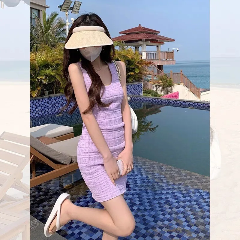 Fioletowa kamizelka Ele, damska letnia spódnica o wysokiej czułości, mały rozmiar, wyszczuplająca, podkreślająca talię, Vaion Sle High Wa...