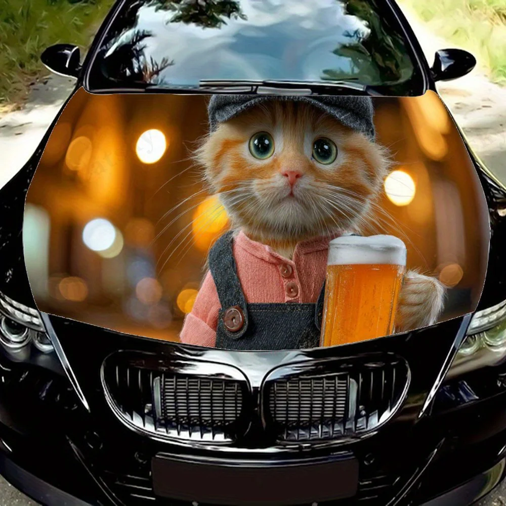 

Leisurely Cat car hood stickers, waterproof self-adhesive, scratch resistant, easy to stick, durable car PVC stickers, car decor