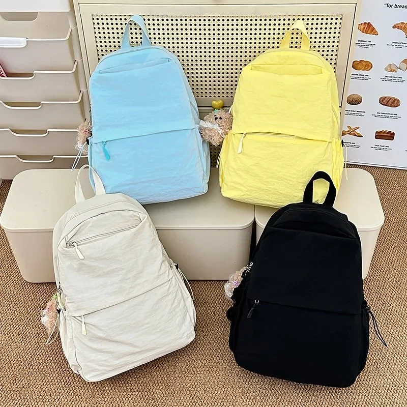 حقيبة ظهر صيفية متعددة الاستخدامات من الألياف الدقيقة بتصميم نايلون حقائب سيدات ذات سعة كبيرة للبيع 2025 حقائب مدرسية جديدة للتنقل للطلاب #5