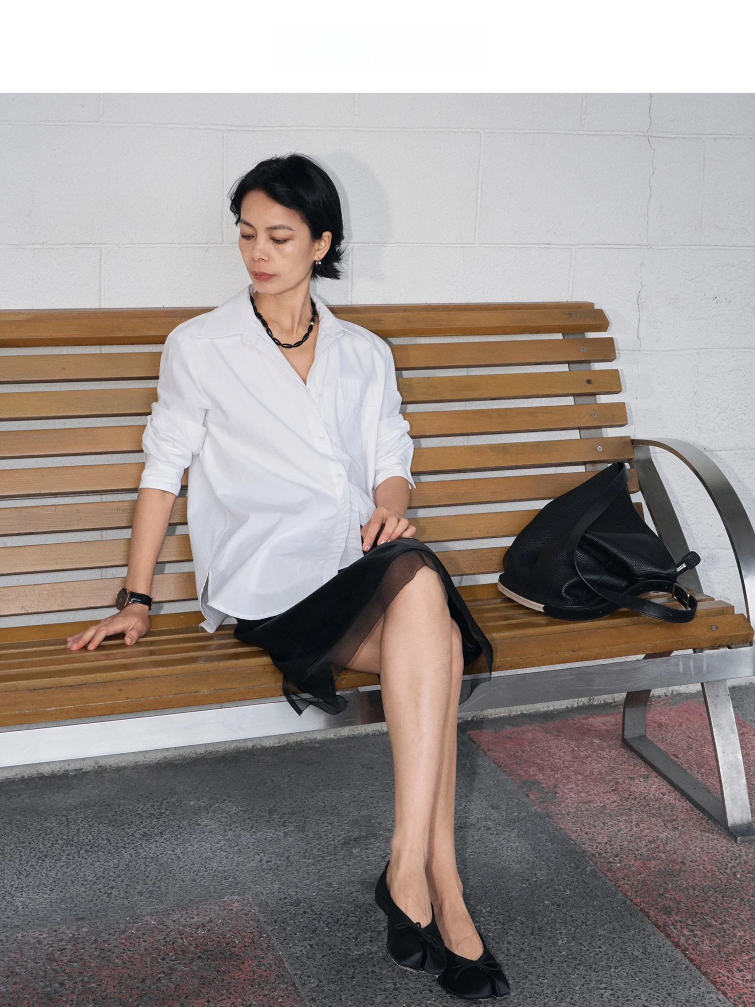 

Spring Summer Minimalist Style Overhead Shirt Cotton Blend Long Sleeve Loose Fit Women's Shirt Fake Two-Piece Design