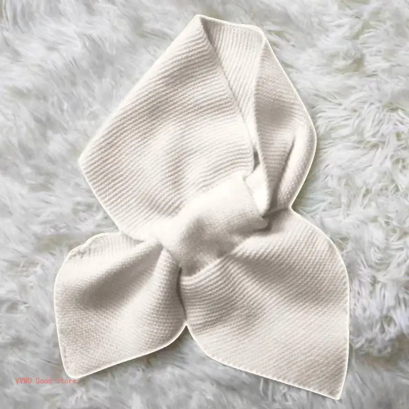 ผู้หญิงเกาหลีถักสำหรับผ้าพันคอคอปกฤดูหนาว Thicken WARM สีทึบโครเชต์ Loophole Neckerchief หวาน Bowknot คอ