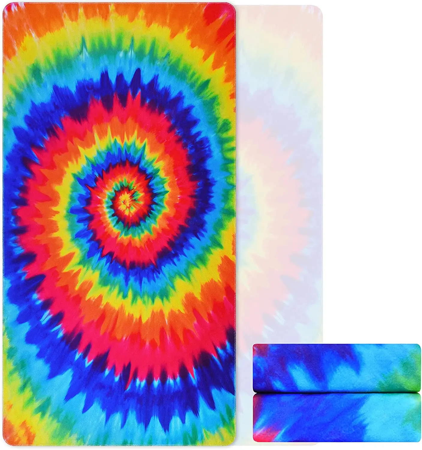 

Microfiber Rainbow Tie Dye Beach Towel, Sand Free Hippie Color Large Soft Large Bath Towel, Water Absorbent Towel for Men, Women