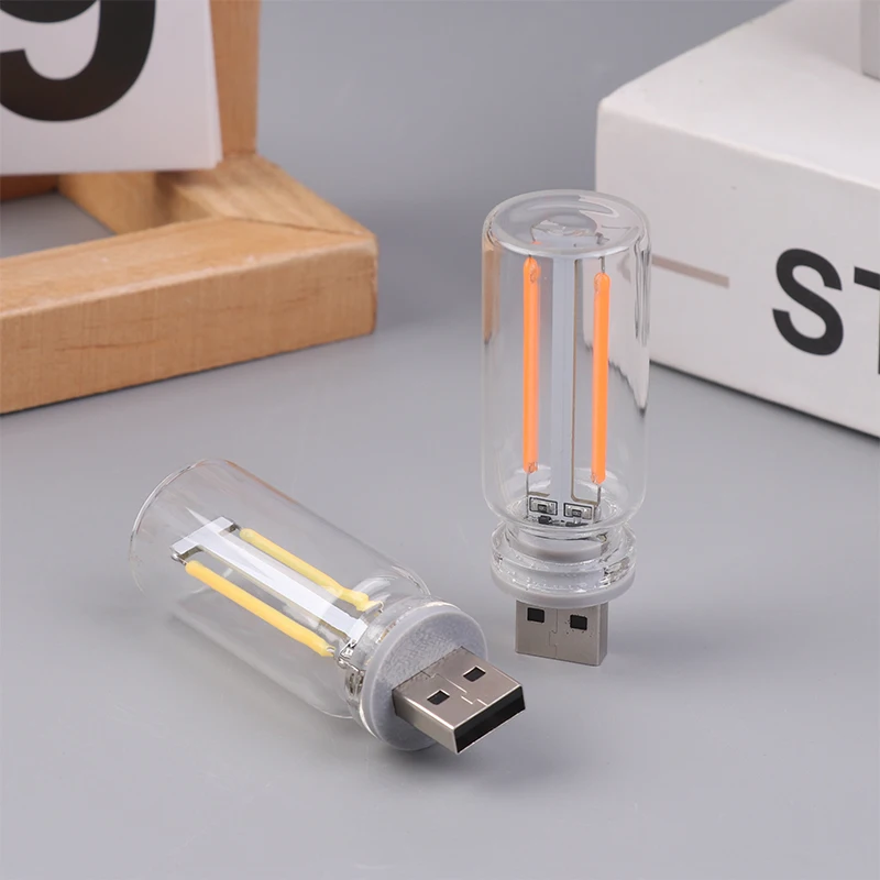 Colorful USB Night Light Touch Control DIY Creative Bedside Car Ambient Light Ceramic Glass Bottle Retro Lighting Bulb Dimmable