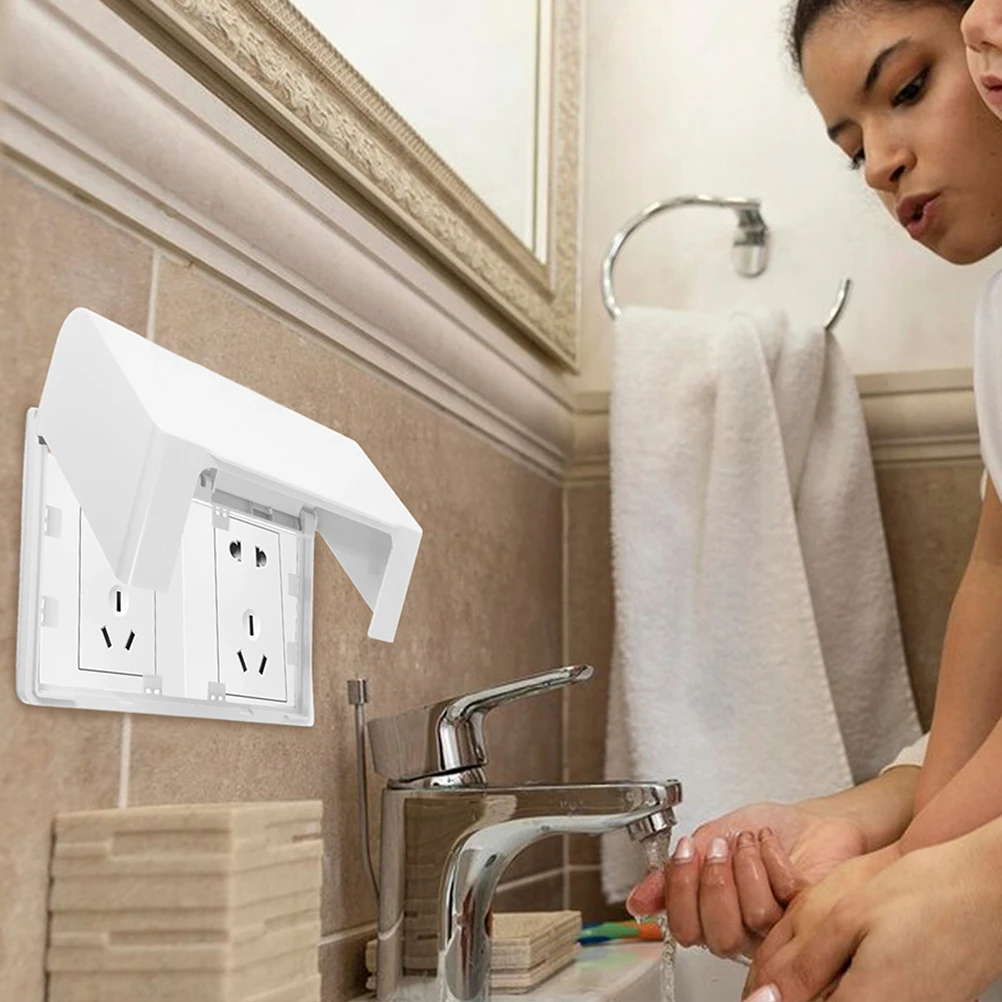 

3Pcs Thickened Double 86 Type Waterproof Outlet Cover Easy Adhesive Installation Bathroom Switch Socket Protector Weatherproof