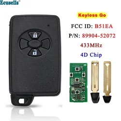 Ecusells 89904-52072 2 Buttons Smart Keyless Go Remote Key 433MHz 4D Chip B51EA for Toyota Corolla Auris Rav4 Yaris 2006+