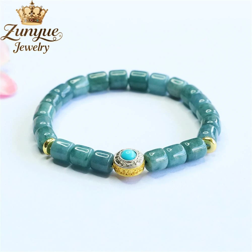 

Natural A-Grade Blue Water Bucket Bead Jadeite Bracelet Luxury Quality Jewelry Fashion Jewelry Exquisite Charms Elegant Popular