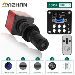 YIZHAN FUll HD HDMI dijital kameralar mikroskop araçları elektronik lehimleme için 13MP VGA microcamera kamera 1080P 60PFS uzaktan