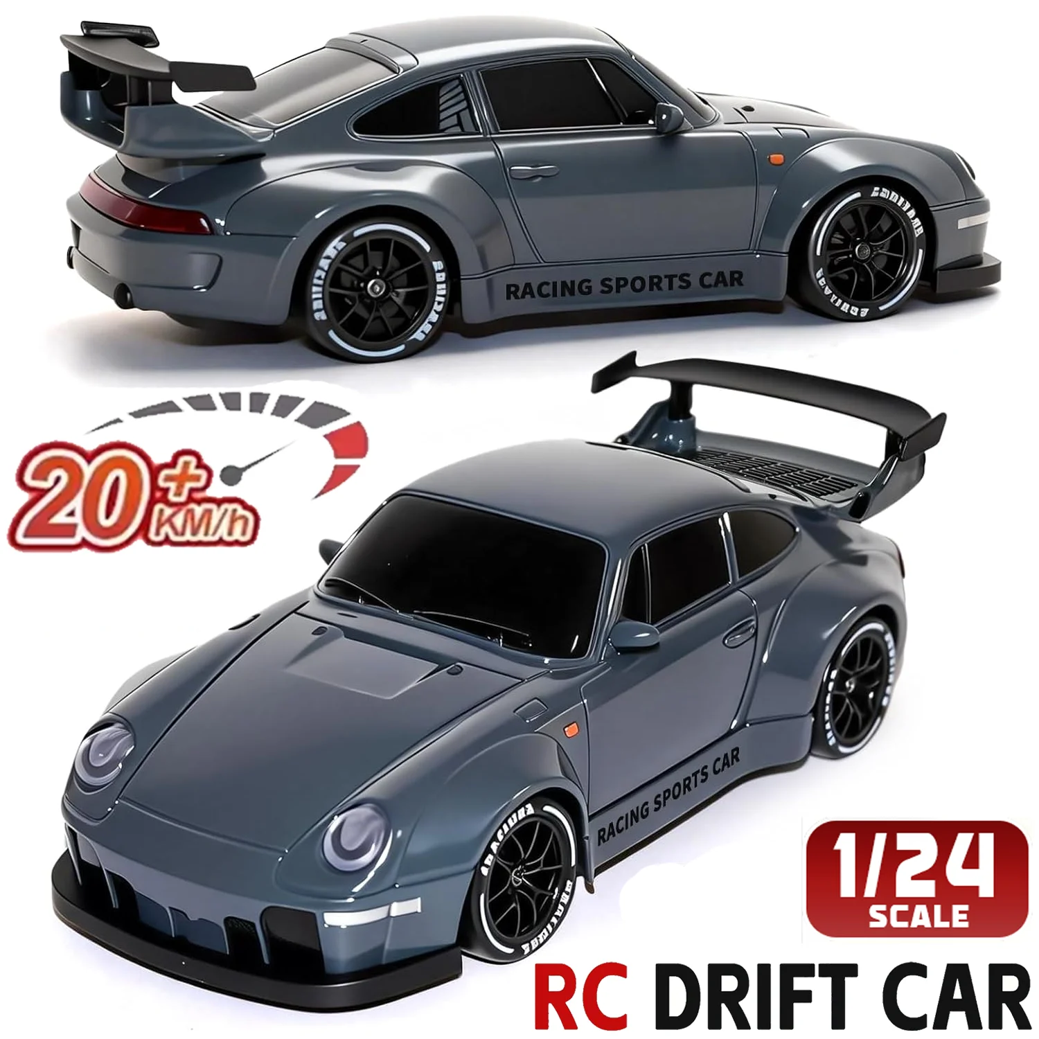 

1/24 Scale 4WD RC Drift Car High Speed Electric Remote Control Car with USB Charging Off-Road Racing Toy Gift for Kids and Teens