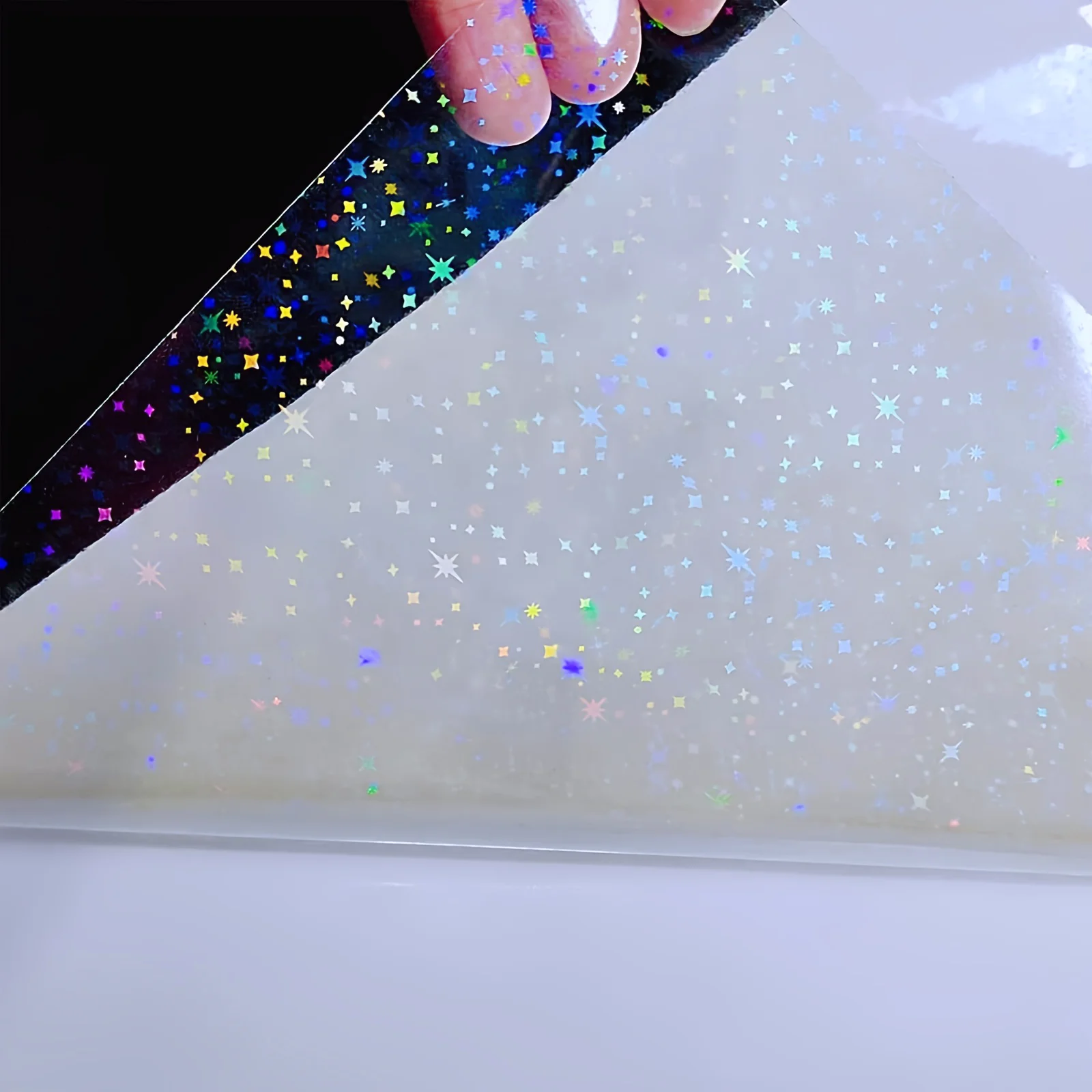 20 Sheets A4 Size Star Holographic Cold Lamination Film 8.3x11.7 Inch Clear Glitter Waterproof Sticker Film with Star Pattern