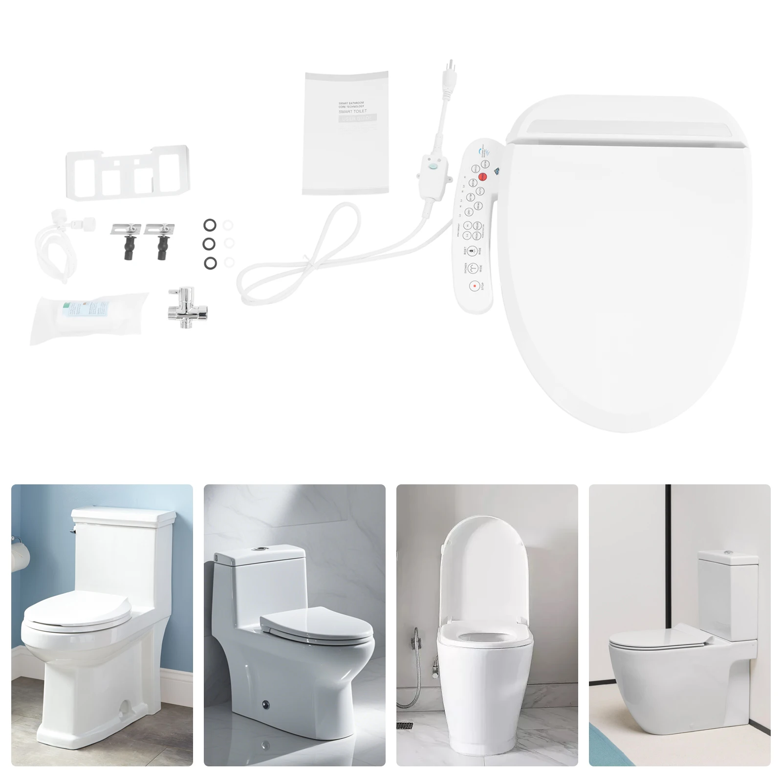 

Электронное сиденье-биде для унитаза из АБС-пластика с регулировкой температуры для дома, спальни и отелей