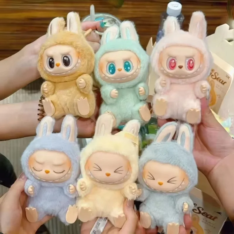 

6pcs Anime Figure Labubu second generation Have A Seat Series Vinyl Pendant Doll Model Toy Cute Monster Replica Keychain Toy