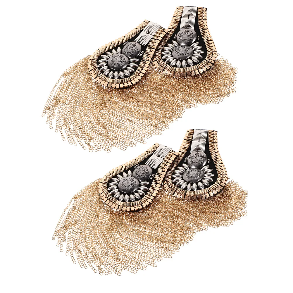 

4Pcs Punk Shoulder Tassels Rivet Studded Epaulettes for Jackets Costume Fashion Shoulder Trim Fringe Trim Tassel