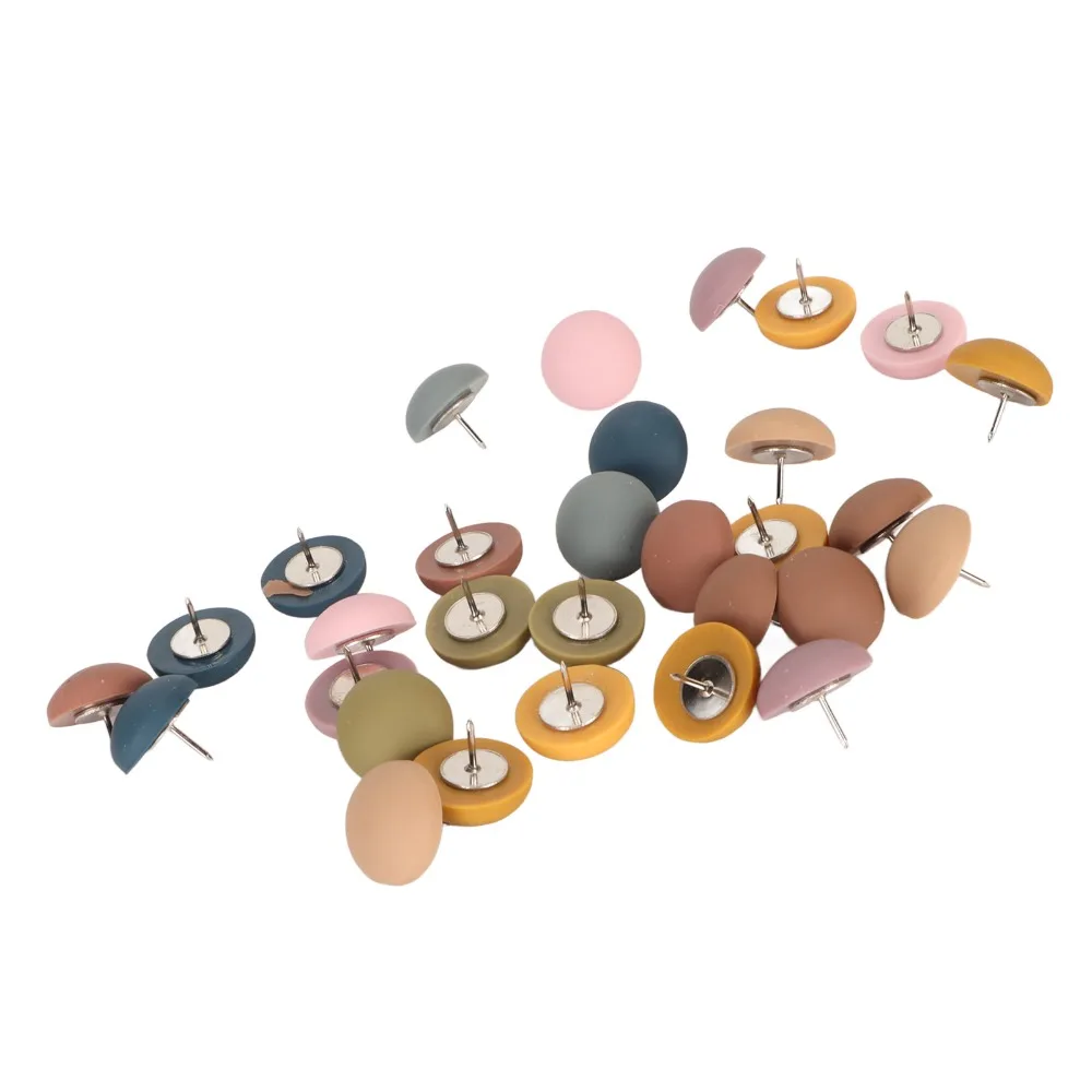 30Pcs Morandi Color Round Head Push Pins Decorative Matte Round Head Pushpin Multifunction Semicircle Head Round Head Pin