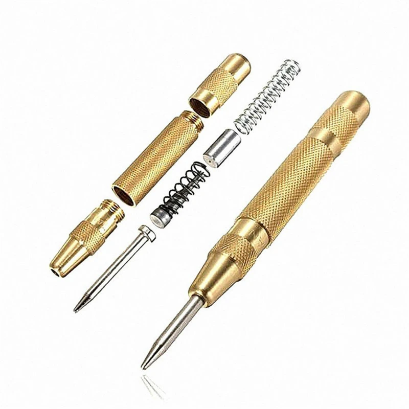 Automatic Center Pin Punch Spring Marking Holes Tool Wood Press Dent Marker Woodworking Tools For Center Punch Drill Bit