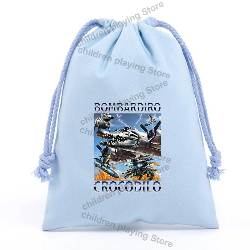 Sac à cordon série Brainrot italien, animaux AI, câble de données, pochette de rangement pour batterie externe, sacs de collations pour bonbons mignons, cadeau d'anniversaire