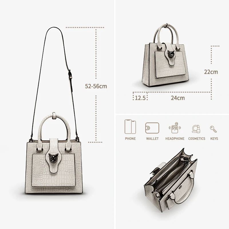 WOALGABAGS-Sacoche en cuir véritable pour femme, marque de créateur de luxe, sac à bandoulière pour femme de bureau, nouveau, original, 2024