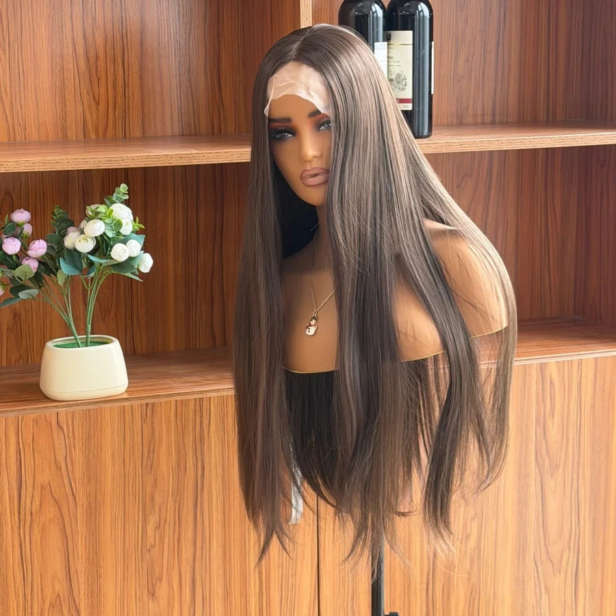 synthetic-wig-medium-ash-brown-lace-frontal-wigs-for-women-silky-straight-daily-wear-hd-24-long-lace-wig-cosplay-glueless-wig