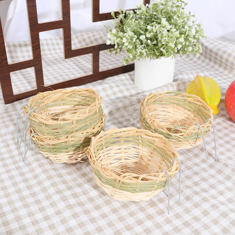 6 Pcs Handmade Bamboo Bird Breeding Nest Bed For Parakeet Canary Finch Swallow