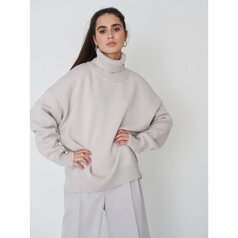 

Зимние женские однотонные трикотажные топы с высоким воротником, женское термобелье, пуловеры, свитера, женские модные тонкие повседневные свитера, одежда