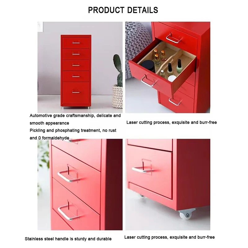 EvaluOffice Supplies 5 MELWooden Office Cabinet, File Storage Cabinet with Lock Floor Stand, Wheel Design, Mobile