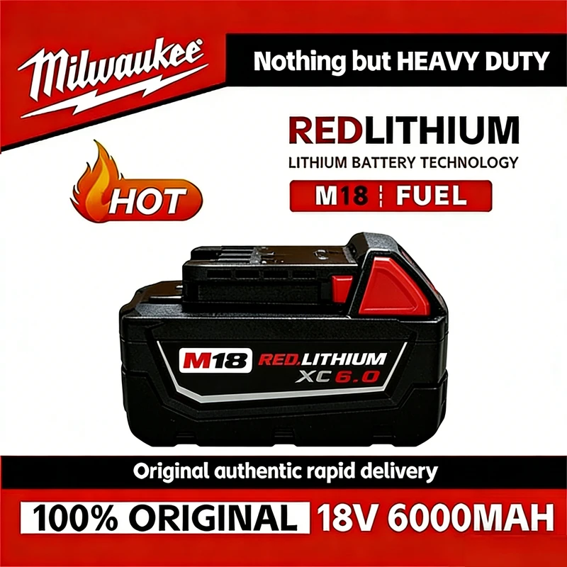 

&Original M18 Milwaukee Battery 6000mAh M18B6 M18B5 Suitable for Milwaukee Power Tools Rechargeable Lithium Battery 18V