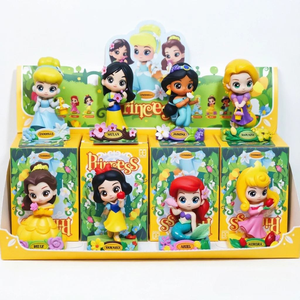 Herocross Disney Princess Blind Box Garden Party Mystery Toy Cinderella Ariel Rapunzel Anime Figure Kawaii Desktop Decor Gift