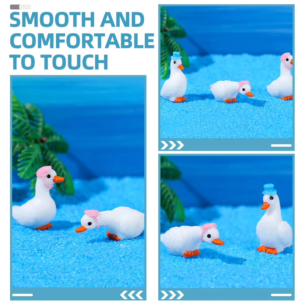 

3 Pcs White Swan Ornament Elegant Decor Cute Micro Landscape Figure Mini Figurine Garden Decoration