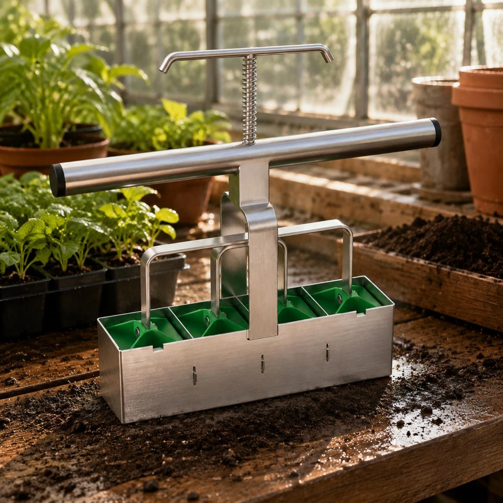 Manual Soil Block Tool Easy to Use Soil Block Tool Seed Starter Tool Reusable Sturdy Metal Construction for Garden