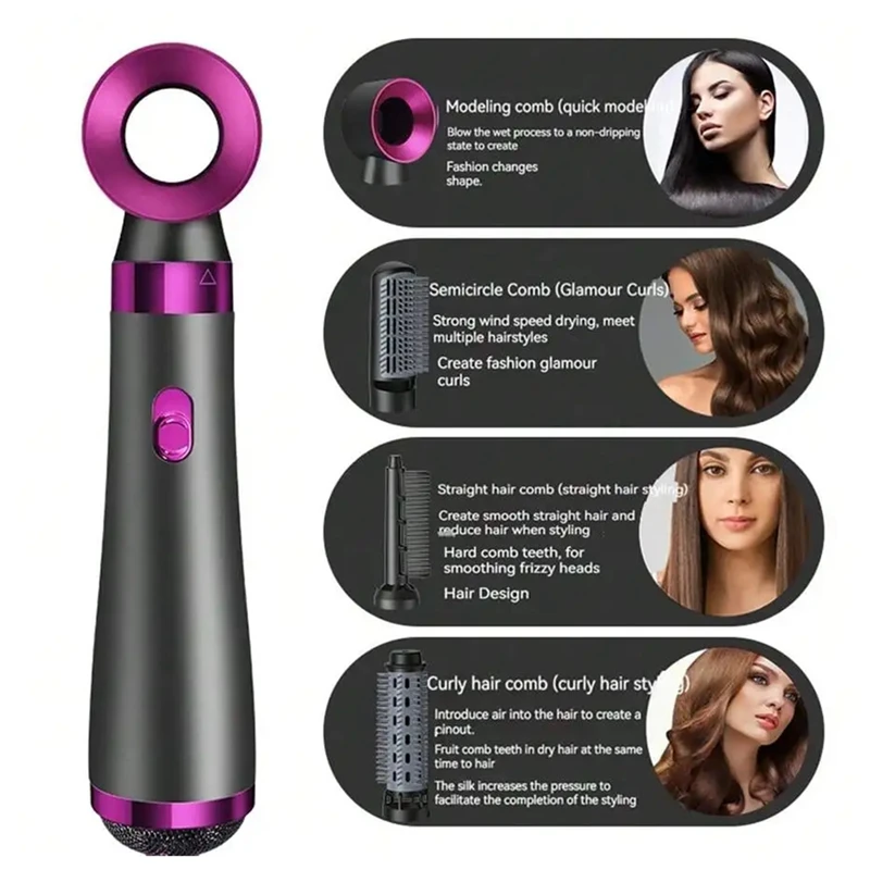 다기능 헤어 드라이어, 휴대용 음이온 헤어 드라이어, EU 플러그 가능, 5 인 1
