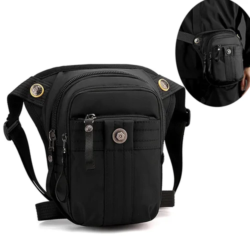 Imagen 1 del producto Riñonera para cintura y pierna para hombre, riñonera para deportes al aire libre, motociclista, viajes, senderismo, multibolsillo, nailon, riñonera para muslo y cadera, nuevo