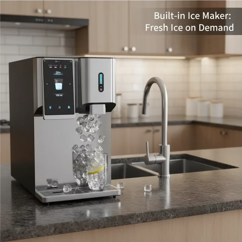 

Electric RO Reverse Osmosis Countertop Dispenser with Ice Maker-3s Instant Boiling 5" HD Screen Tap Water Filter Portable Use