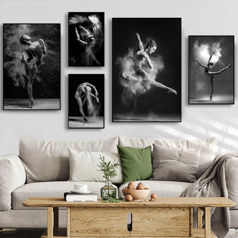 

Black and White Ballet Girl Ballerina Posters and Prints Dancer Canvas Painting Wall Art Picture Home Decor for Living Room