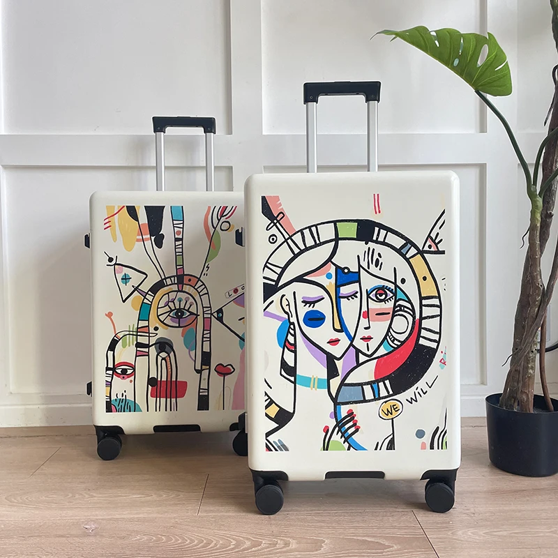 Art luggage men women INS suitcase super fashion lightweight 20 inch boarding trolley case luxury 24 password box hardside case