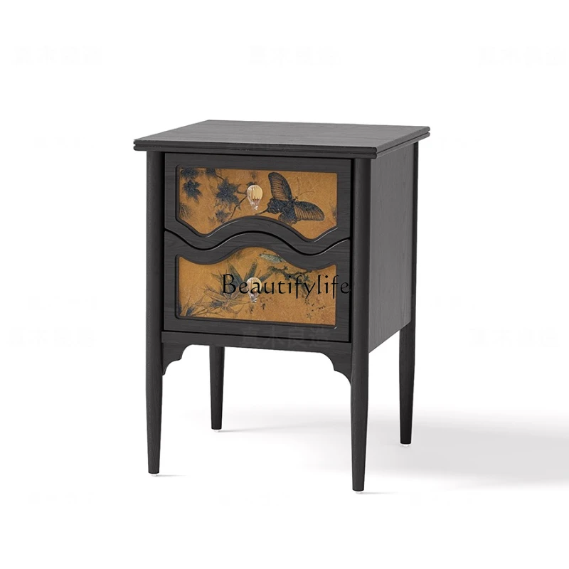 

French antique bedside table original retro classical bedroom bedside storage cabinet