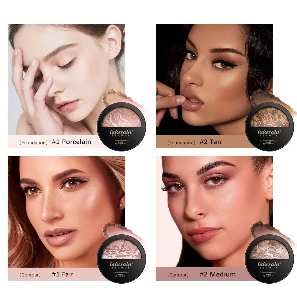 Lakerain 3-en-1 fond de teint de cuisson surligneur poudre réglage poudre Contour poudre Blush poudre maquillage cosmétiques en gros